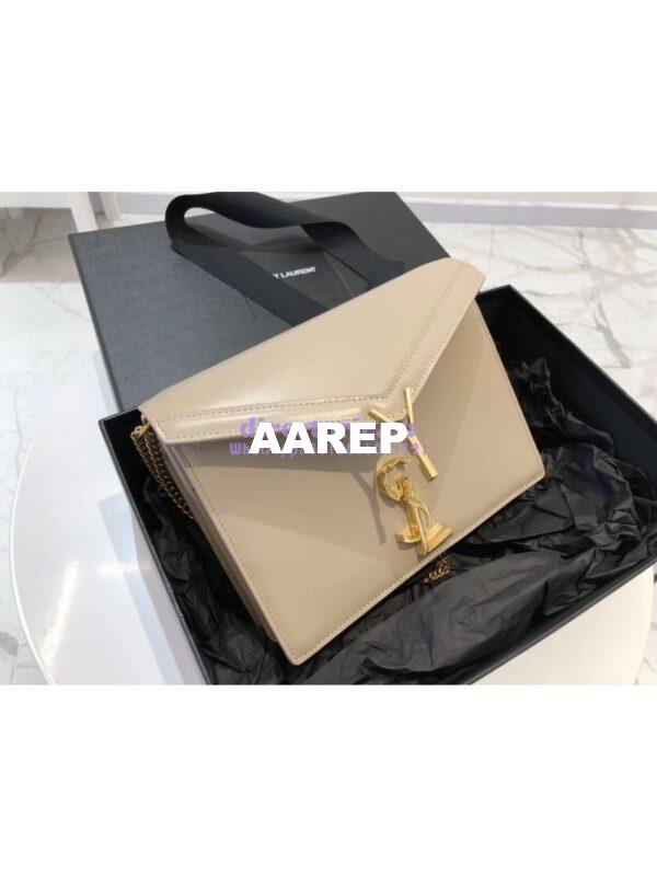 Replica YSL Saint Laurent Cassandra Monogram Clasp Bag In Smooth Leather Beige 8