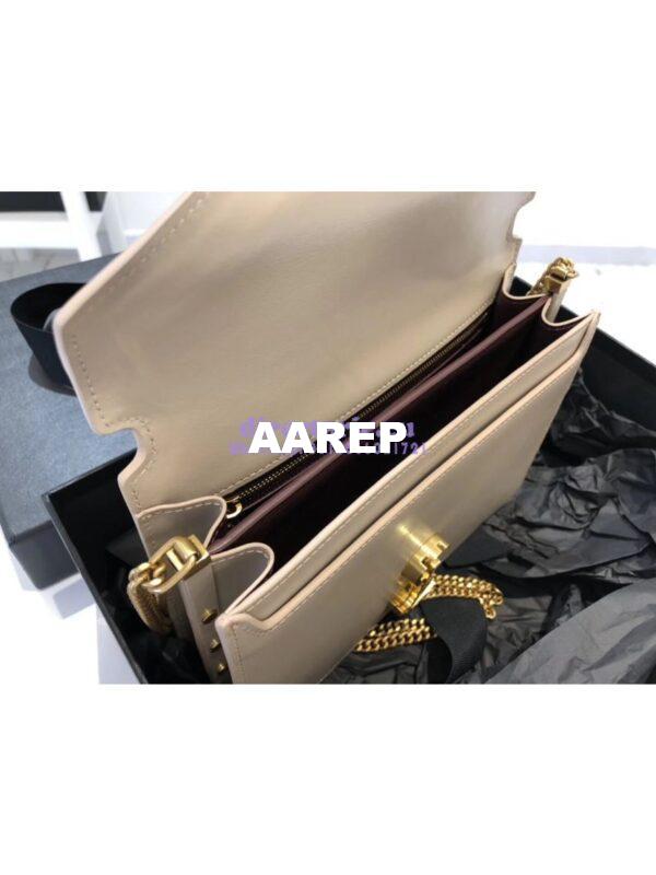 Replica YSL Saint Laurent Cassandra Monogram Clasp Bag In Smooth Leather Beige 9