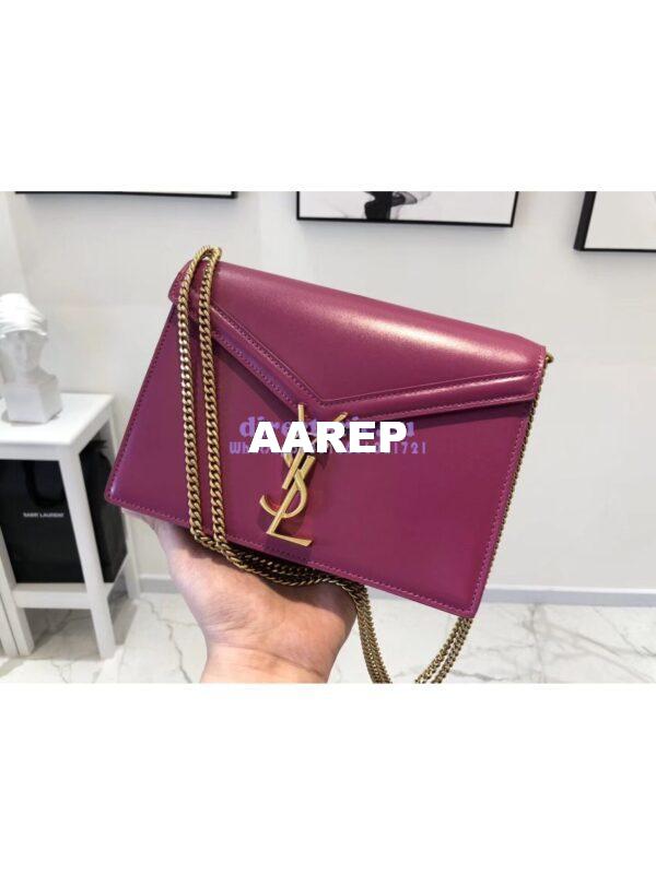 Replica YSL Saint Laurent Cassandra Monogram Clasp Bag In Smooth Leather Purple 3