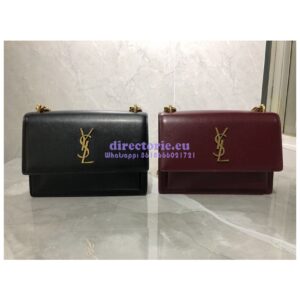Replica YSL Saint Laurent Sunset Medium In Smooth Leather 442906 Black Gold Hardware