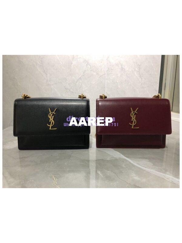 Replica YSL Saint Laurent Sunset Medium In Smooth Leather 442906 Black Gold Hardware 3