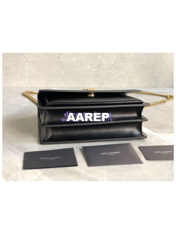 Replica YSL Saint Laurent Sunset Medium In Smooth Leather 442906 Black Gold Hardware 9