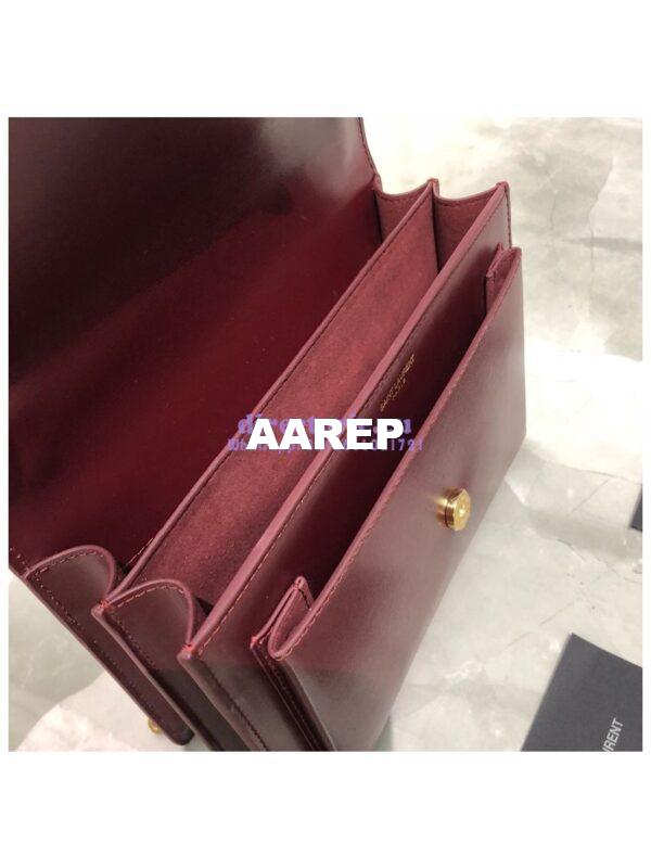 Replica YSL Saint Laurent Sunset Medium In Smooth Leather 442906 Dark Legion Red Gold Hardware 9