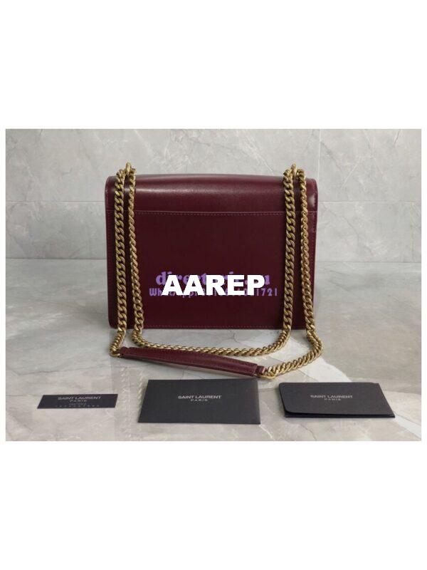 Replica YSL Saint Laurent Sunset Medium In Smooth Leather 442906 Dark Legion Red Gold Hardware 11