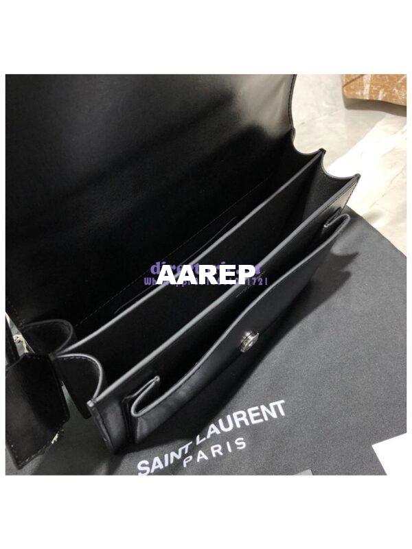 Replica YSL Saint Laurent Sunset Medium In Smooth Leather 442906 Black Silver Hardware 6