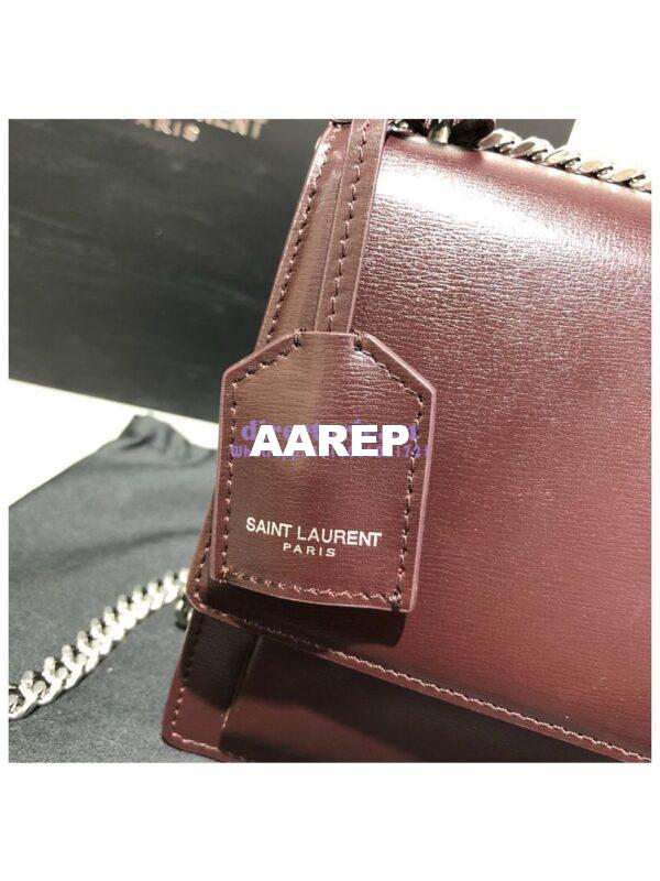 Replica YSL Saint Laurent Sunset Medium In Smooth Leather 442906 Dark Red Silver Hardware 6