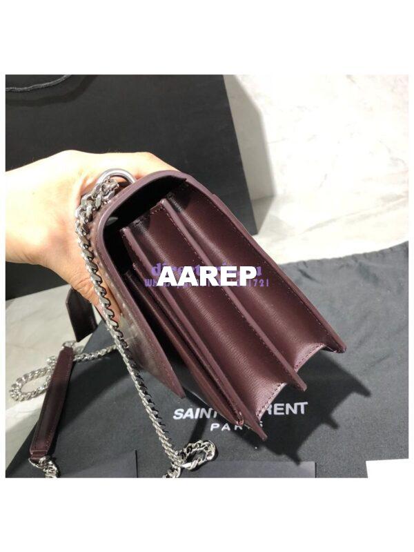 Replica YSL Saint Laurent Sunset Medium In Smooth Leather 442906 Dark Red Silver Hardware 7