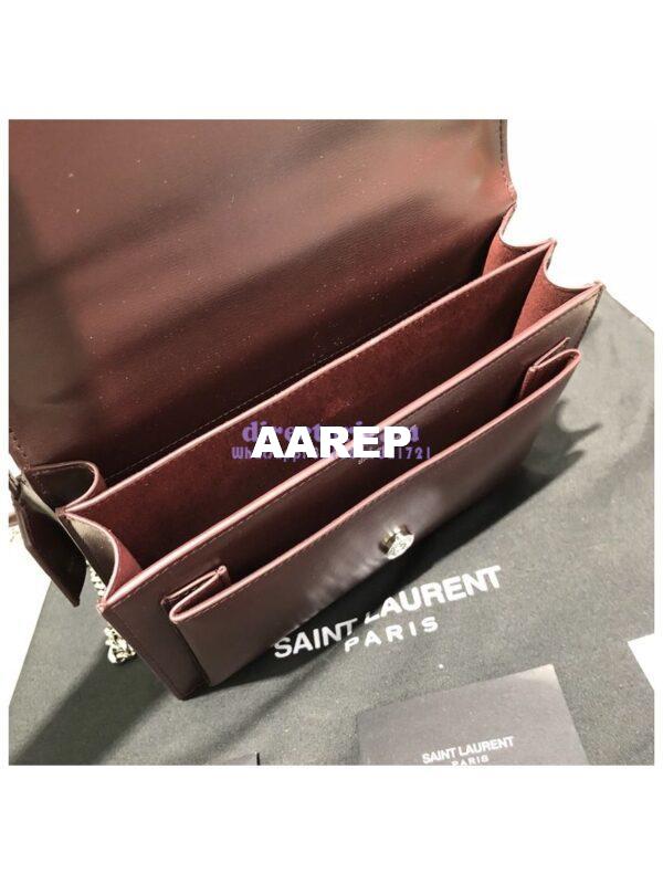 Replica YSL Saint Laurent Sunset Medium In Smooth Leather 442906 Dark Red Silver Hardware 10