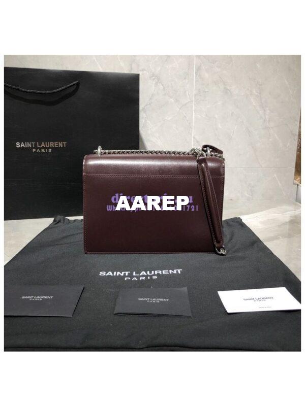 Replica YSL Saint Laurent Sunset Medium In Smooth Leather 442906 Dark Red Silver Hardware 11