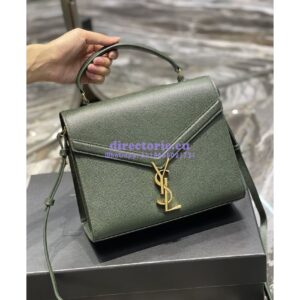 Replica YSL Saint Laurent Cassandra Top Handle Medium Bag In Grain De Poudre Leather Green