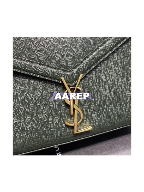 Replica YSL Saint Laurent Cassandra Top Handle Medium Bag In Grain De Poudre Leather Green 7