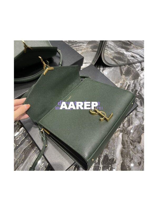 Replica YSL Saint Laurent Cassandra Top Handle Medium Bag In Grain De Poudre Leather Green 9