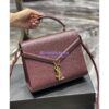 Replica YSL Saint Laurent Cassandra Top Handle Medium Bag In Grain De Poudre Leather Green