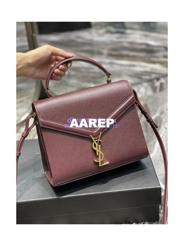 Replica YSL Saint Laurent Cassandra Top Handle Medium Bag In Grain De Poudre Leather Red