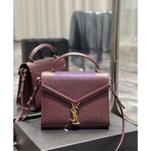 Replica YSL Saint Laurent Cassandra Top Handle Medium Bag In Grain De Poudre Leather Red 2
