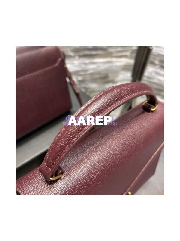 Replica YSL Saint Laurent Cassandra Top Handle Medium Bag In Grain De Poudre Leather Red 4