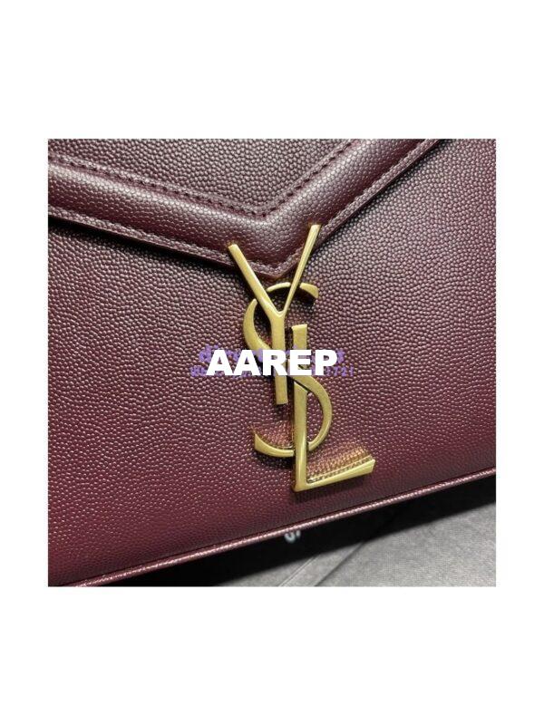 Replica YSL Saint Laurent Cassandra Top Handle Medium Bag In Grain De Poudre Leather Red 5