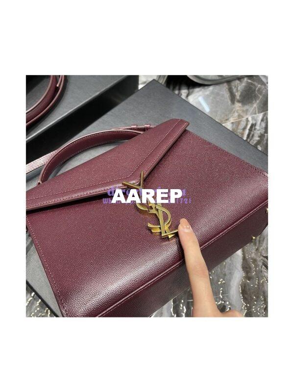 Replica YSL Saint Laurent Cassandra Top Handle Medium Bag In Grain De Poudre Leather Red 6