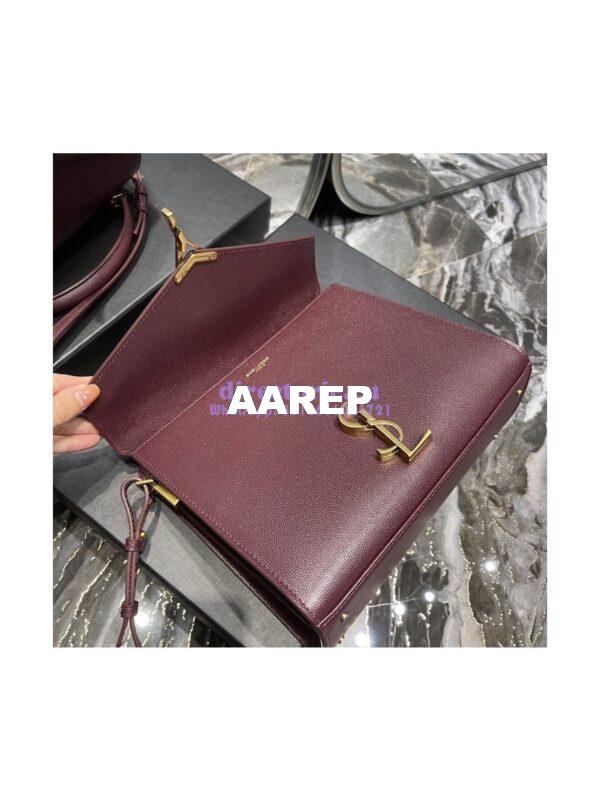 Replica YSL Saint Laurent Cassandra Top Handle Medium Bag In Grain De Poudre Leather Red 7