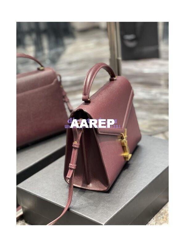 Replica YSL Saint Laurent Cassandra Top Handle Medium Bag In Grain De Poudre Leather Red 8