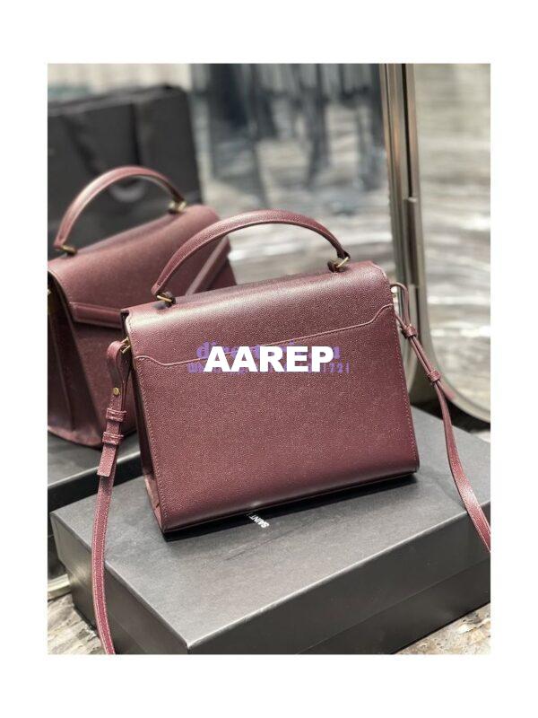 Replica YSL Saint Laurent Cassandra Top Handle Medium Bag In Grain De Poudre Leather Red 11