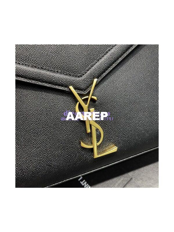 Replica YSL Saint Laurent Cassandra Top Handle Medium Bag In Grain De Poudre Leather Black 3