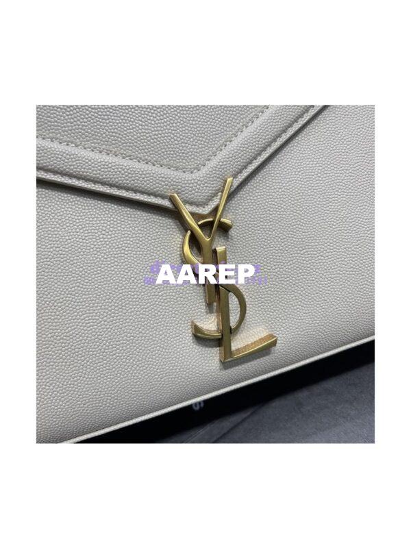 Replica YSL Saint Laurent Cassandra Top Handle Medium Bag In Grain De Poudre Leather Blanc 5