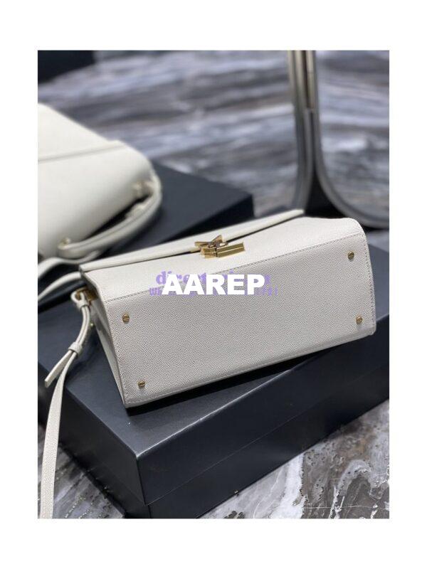 Replica YSL Saint Laurent Cassandra Top Handle Medium Bag In Grain De Poudre Leather Blanc 13