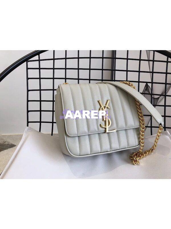 Replica YSL Saint Laurent Vicky Medium In Grain De Poudre Leather 5326121 Blanc 6
