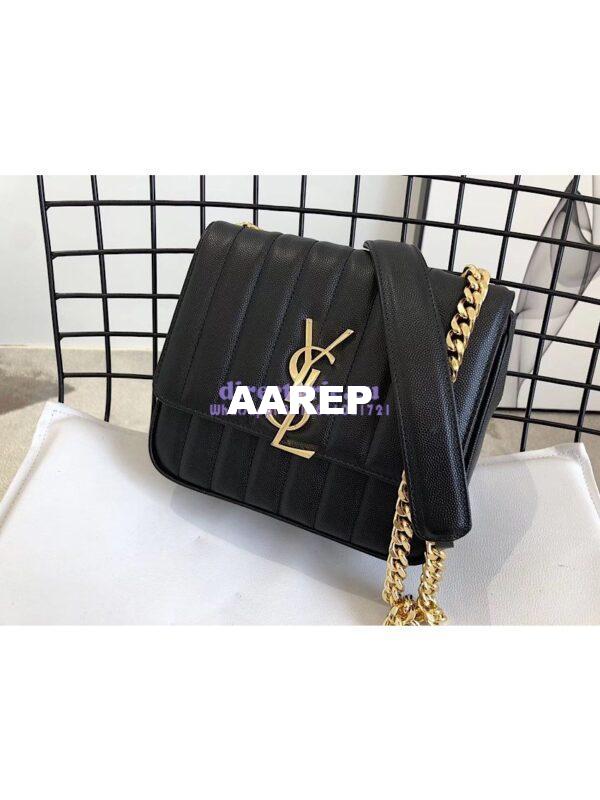 Replica YSL Saint Laurent Vicky Medium In Grain De Poudre Leather 5326121 Black 4