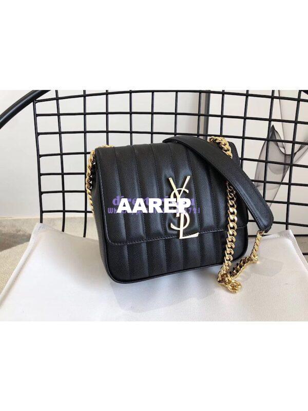 Replica YSL Saint Laurent Vicky Medium In Grain De Poudre Leather 5326121 Black 5