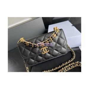 Replica Chanel Wallet On Chain Grained Calfskin AP3021 Black 2