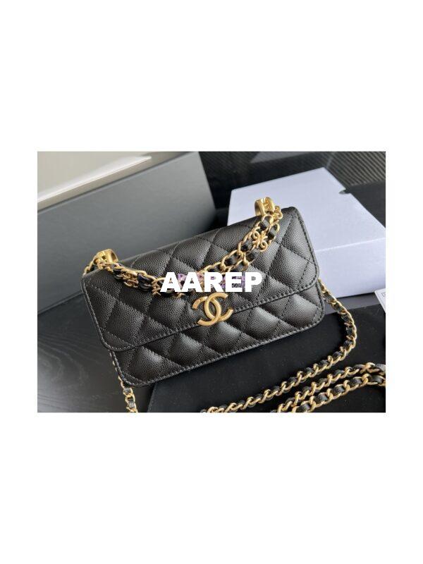 Replica Chanel Wallet On Chain Grained Calfskin AP3021 Black 2