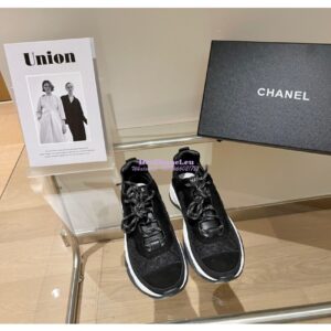 Replica Chanel Trainer Fabric & Suede Calfskin G38290 Black 2