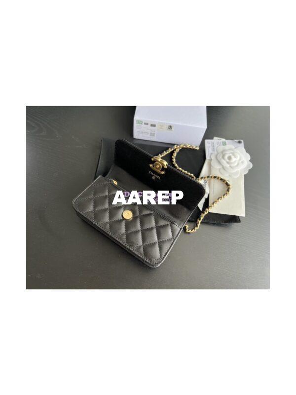 Replica Chanel Wallet On Chain Grained Calfskin AP3021 Black 5