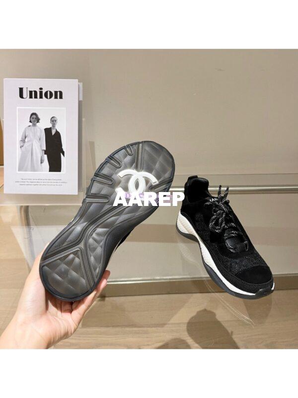 Replica Chanel Trainer Fabric & Suede Calfskin G38290 Black 8
