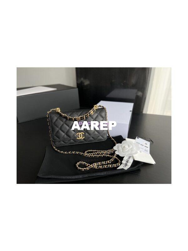 Replica Chanel Wallet On Chain Grained Calfskin AP3019 Black 2