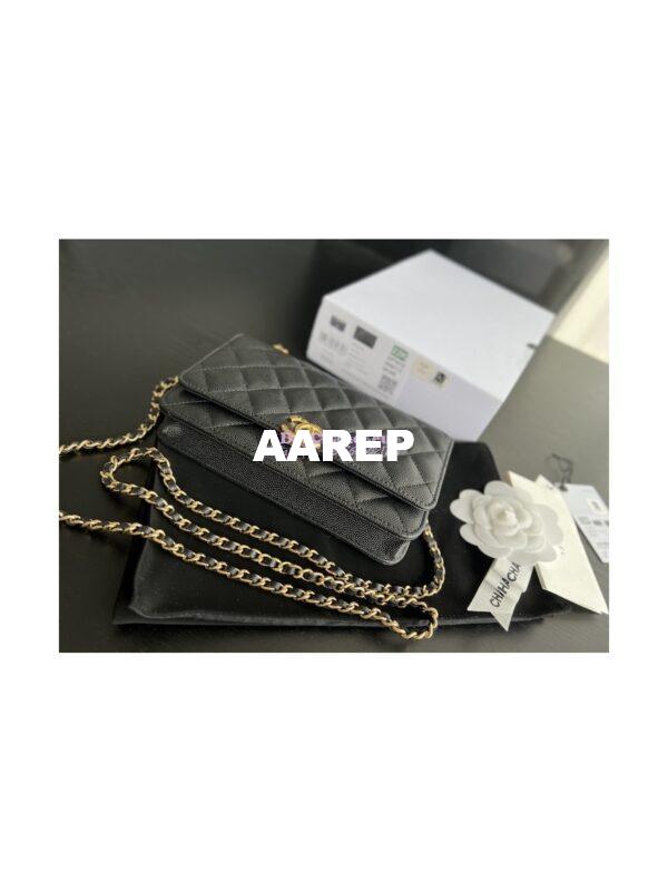 Replica Chanel Wallet On Chain Grained Calfskin AP3019 Black 6