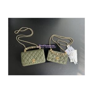 Replica Chanel Wallet On Chain Grained Calfskin AP3019 Khaki