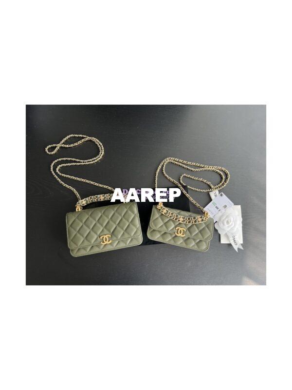 Replica Chanel Wallet On Chain Grained Calfskin AP3019 Khaki 3