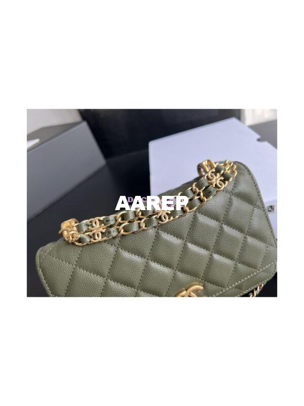 Replica Chanel Wallet On Chain Grained Calfskin AP3019 Khaki 5