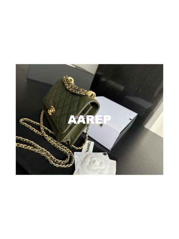 Replica Chanel Wallet On Chain Grained Calfskin AP3019 Khaki 6