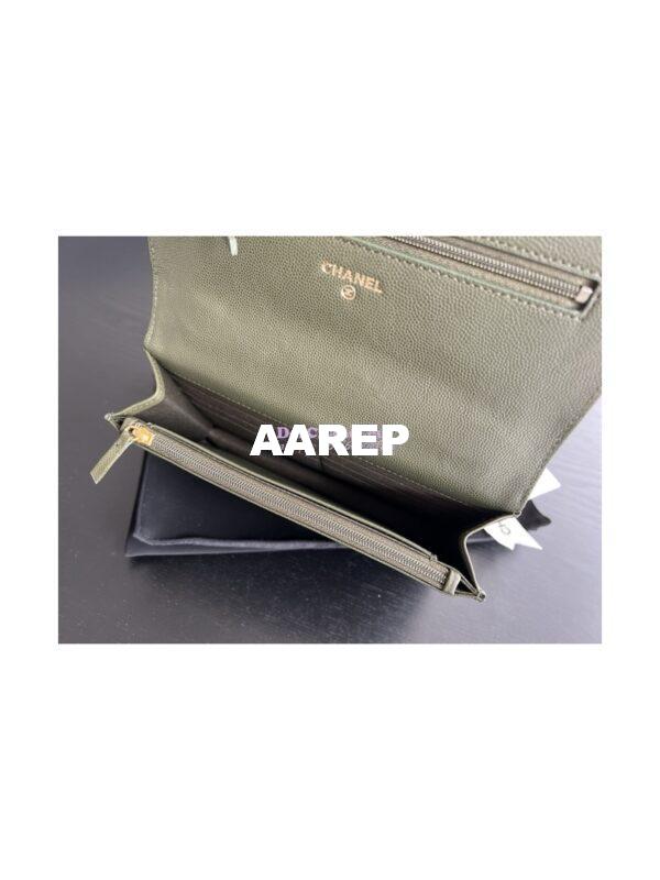 Replica Chanel Wallet On Chain Grained Calfskin AP3019 Khaki 8