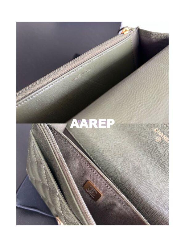 Replica Chanel Wallet On Chain Grained Calfskin AP3019 Khaki 9
