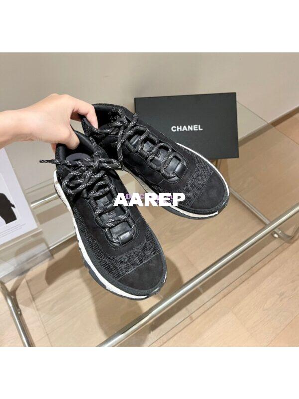 Replica Chanel Trainer Fabric & Suede Calfskin G38292 Black 4