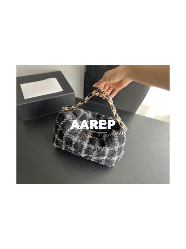 Replica Chanel Maxi Hobo Bag Wool Tweed AS3632 AS3564 Black & Gray 4