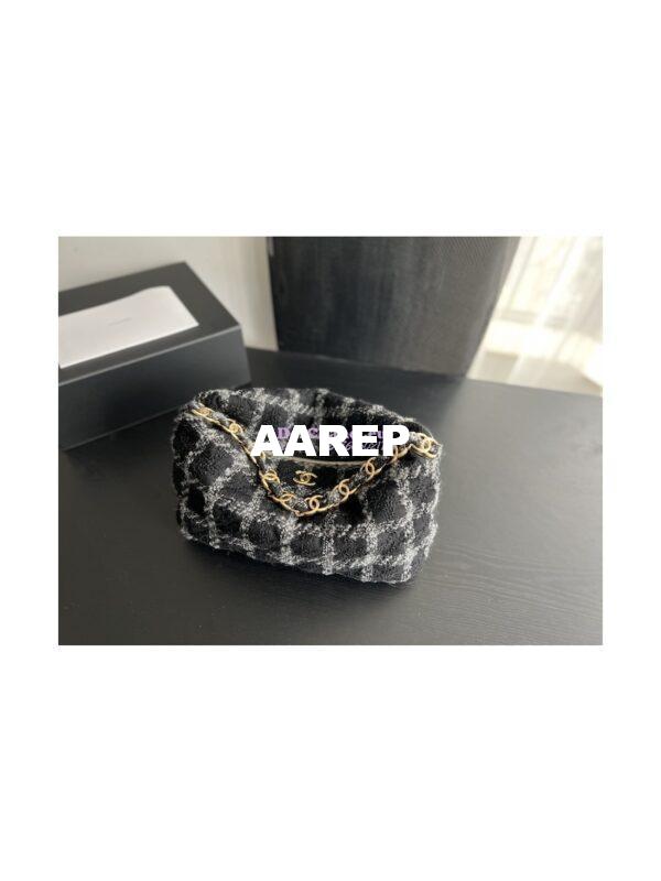 Replica Chanel Maxi Hobo Bag Wool Tweed AS3632 AS3564 Black & Gray 5