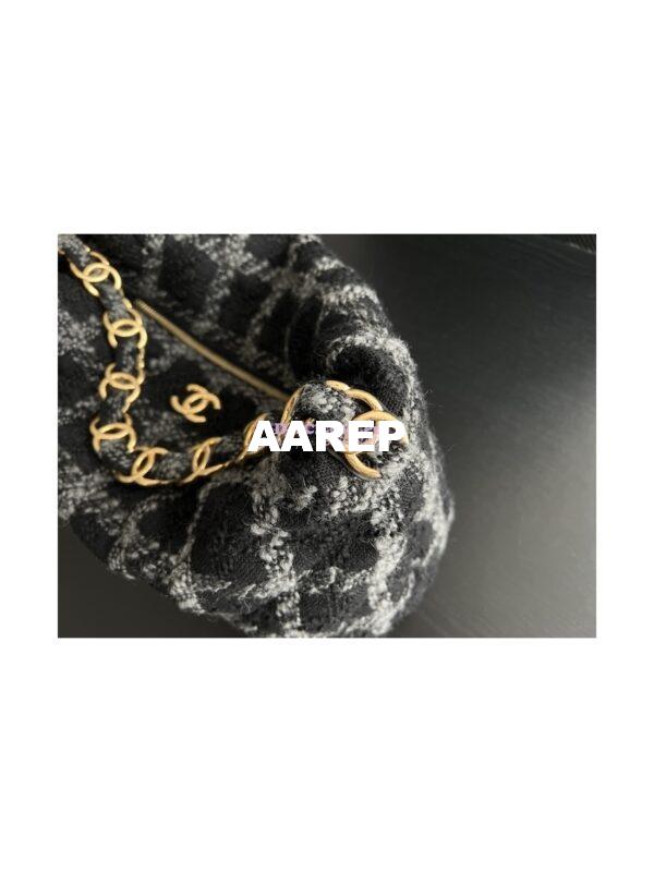 Replica Chanel Maxi Hobo Bag Wool Tweed AS3632 AS3564 Black & Gray 6