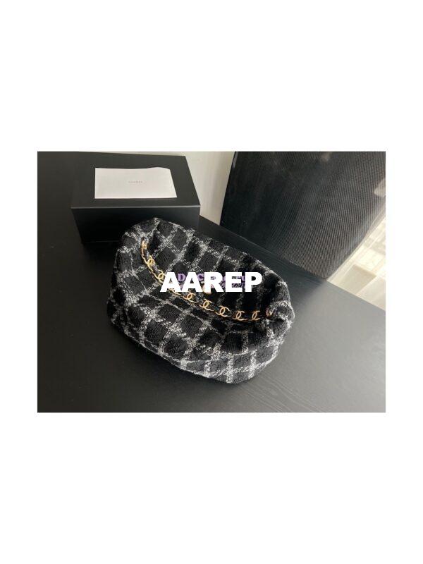 Replica Chanel Maxi Hobo Bag Wool Tweed AS3632 AS3564 Black & Gray 13