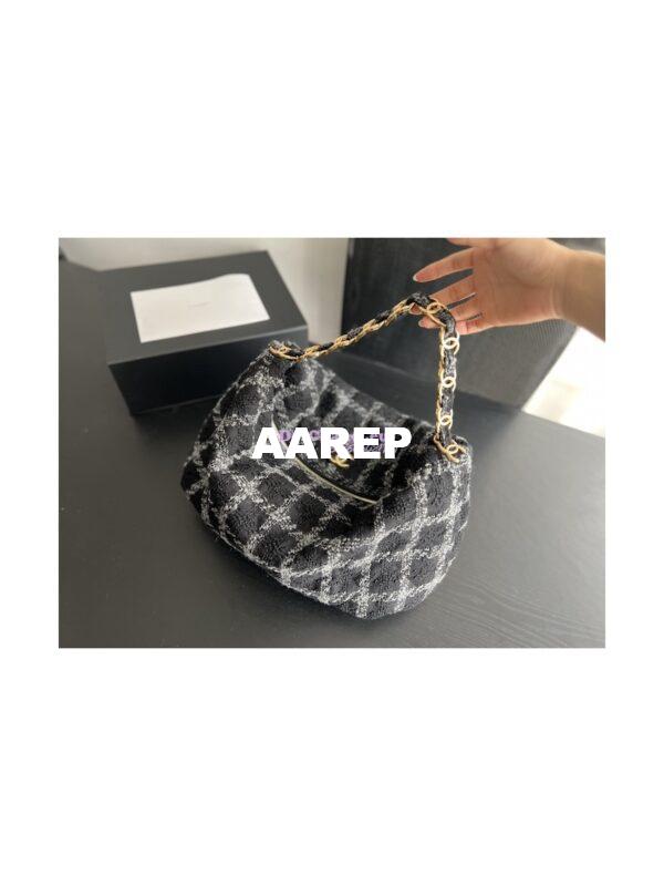 Replica Chanel Maxi Hobo Bag Wool Tweed AS3632 AS3564 Black & Gray 14